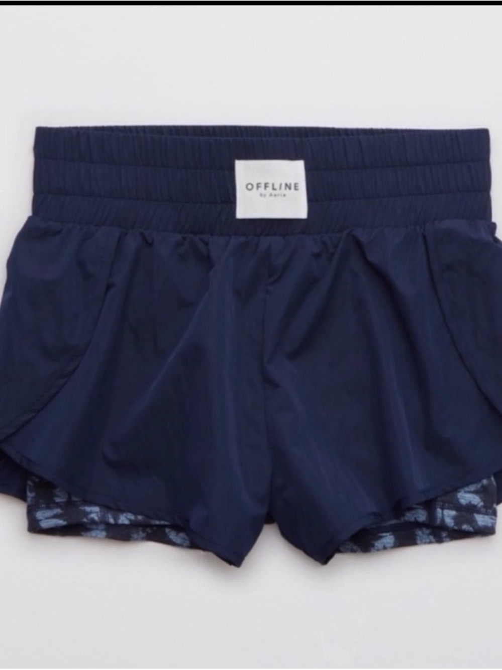 aerie Navy Double-Layer Athletic Shorts